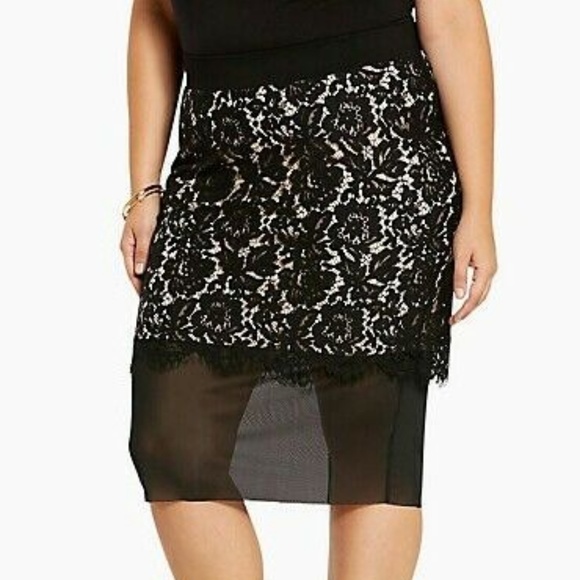 Torrid Pencil Skirt Plus Size 0X Blk Lace - Picture 2 of 3
